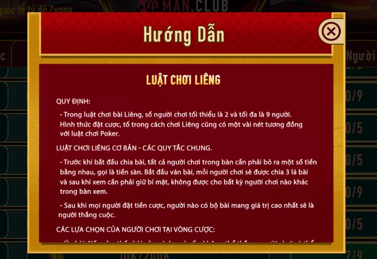 Liêng Tại ManClub Trải Nghiệm Cá Cược Bài Tố Đỉnh Cao Đầy Hào Hứng Hiện Nay