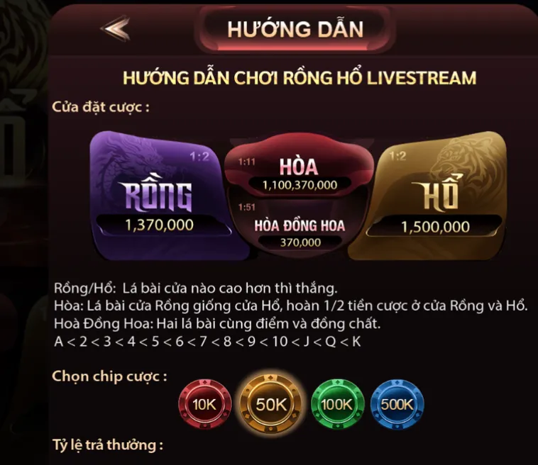 Rồng Hổ Livestream Tại ManClub Đỉnh Cao Cá Cược Với Tỷ Lệ Thưởng Cực Khủng