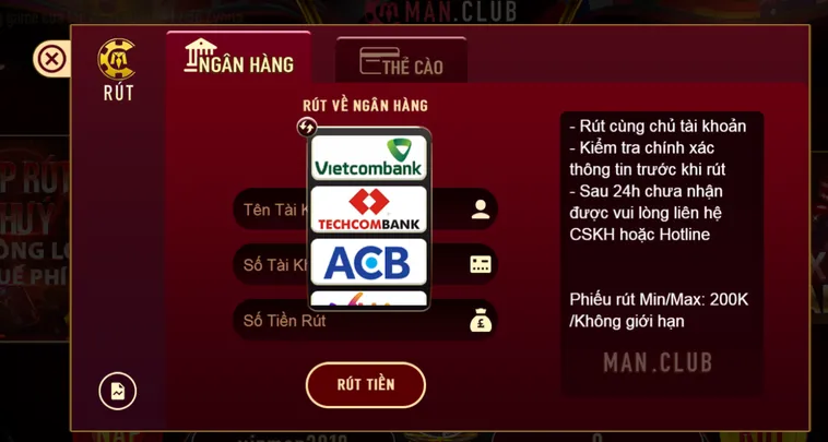 Hướng Dẫn Quy Trình Rút Tiền ManClub Nhanh Chóng An Toàn Cho Game Thủ